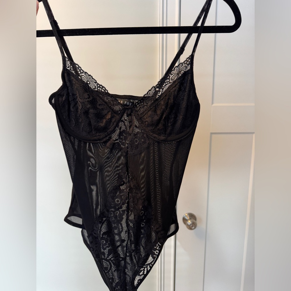 White Fox Boutique Black Lace Bodysuit